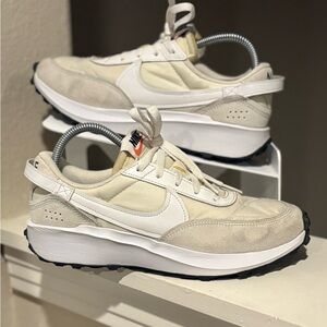 Nike Waffle Debut Shoes Womens Size 8.5 White Black Waffle Sole Suede DH9523-100